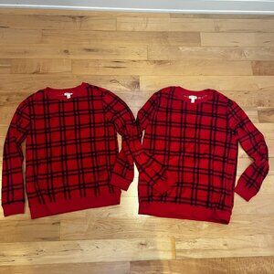Cat & Jack Boys Velvet Red Plaid Christmas Holiday Pullover Sweaters Sweatshirts
